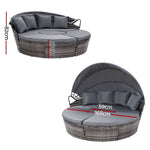 Gardeon Sun Lounge Setting Wicker Lounger Day Bed Patio Outdoor Furniture Grey - Furniture > Outdoor