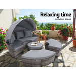 Gardeon Sun Lounge Setting Wicker Lounger Day Bed Patio Outdoor Furniture Grey - Furniture > Outdoor