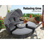 Gardeon Sun Lounge Setting Wicker Lounger Day Bed Patio Outdoor Furniture Black - Furniture > Outdoor