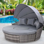Gardeon Sun Lounge Setting Wicker Lounger Day Bed Patio Outdoor Furniture Grey - Furniture > Outdoor