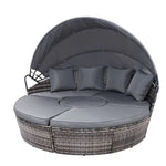 Gardeon Sun Lounge Setting Wicker Lounger Day Bed Patio Outdoor Furniture Grey - Furniture > Outdoor