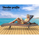 Gardeon Sun Lounge Wicker Lounger Outdoor Furniture Beach Armchair Adjustable Grey&Beige - Furniture > Outdoor