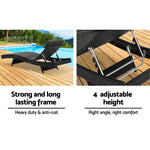 Gardeon Sun Lounge Wicker Lounger Outdoor Furniture Beach Chair Garden Adjustable Black - Furniture > Outdoor