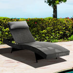 Gardeon Sun Lounge Wicker Lounger Outdoor Furniture Beach Chair Garden Adjustable Black - Furniture > Outdoor