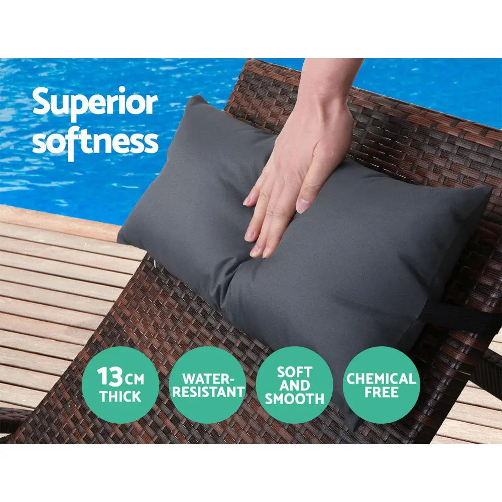 Gardeon Sun Lounge Wicker Lounger Outdoor Furniture Beach Chair Armrest Adjustable Brown - Furniture > Outdoor