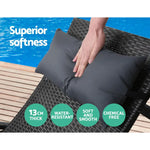 Gardeon Sun Lounge Wicker Lounger Outdoor Furniture Beach Chair Armrest Adjustable Black - Furniture > Outdoor