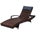 Gardeon Sun Lounge Wicker Lounger Outdoor Furniture Beach Chair Armrest Adjustable Brown - Furniture > Outdoor