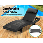 Gardeon Sun Lounge Wicker Lounger Outdoor Furniture Beach Chair Garden Adjustable Black - Furniture > Outdoor