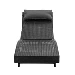 Gardeon Sun Lounge Wicker Lounger Outdoor Furniture Beach Chair Garden Adjustable Black - Furniture > Outdoor