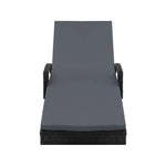Gardeon Sun Lounge Wicker Lounger Outdoor Furniture Beach Chair Patio Adjustable Cushion Black - Furniture > Outdoor