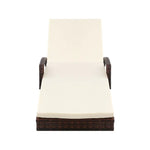 Gardeon Sun Lounge Wicker Lounger Outdoor Furniture Beach Chair Patio Adjustable Cushion Brown - Furniture > Outdoor
