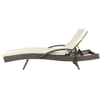 Gardeon Sun Lounge Wicker Lounger Outdoor Furniture Beach Chair Patio Adjustable Cushion Grey&Beige - Furniture >
