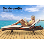 Gardeon Sun Lounge Wicker Lounger Outdoor Furniture Beach Chair Patio Adjustable Cushion Brown - Furniture > Outdoor
