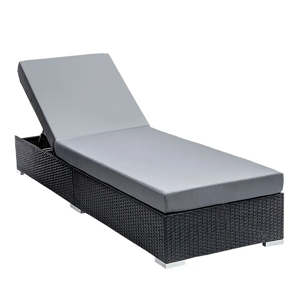 Gardeon Sun Lounge Wicker Lounger Outdoor Furniture Day Bed Adjustable Rattan Garden Cover - Furniture > Outdoor