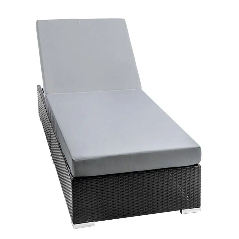 Gardeon Sun Lounge Wicker Lounger Outdoor Furniture Day Bed Adjustable Rattan Garden Cover - Furniture > Outdoor