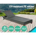 Gardeon Sun Lounge Wicker Lounger Outdoor Furniture Day Bed Wheels Patio Black - Furniture > Outdoor