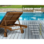 Gardeon Sun Lounge Wooden Lounger Outdoor Furniture Day Bed Wheels Patio Grey - Furniture > Outdoor
