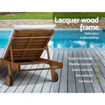 Gardeon Sun Lounge Wooden Lounger Outdoor Furniture Day Bed Wheels Patio White - Furniture > Outdoor