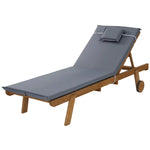 Gardeon Sun Lounge Wooden Lounger Outdoor Furniture Day Bed Wheels Patio Grey - Furniture > Outdoor