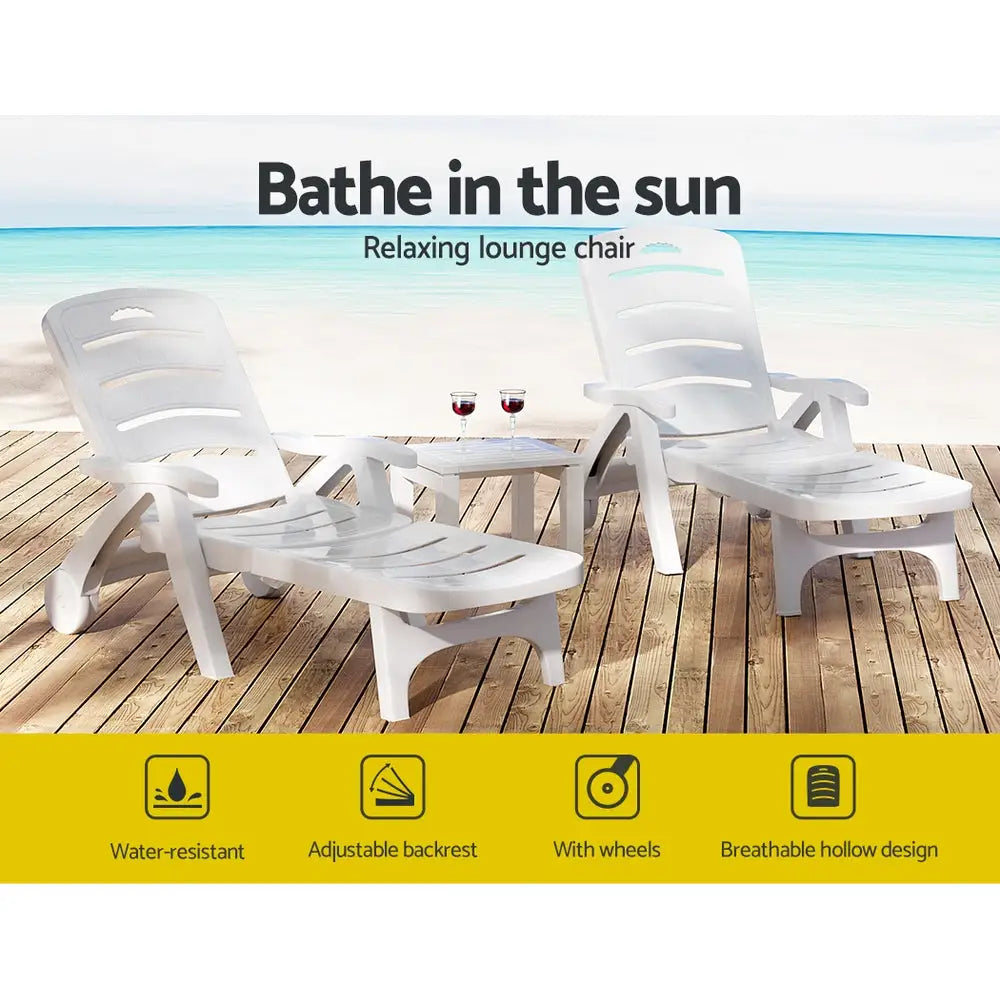 Gardeon Sun Lounger Folding Chaise Lounge Chair Wheels Patio Outdoor Furniture - Furniture > Outdoor