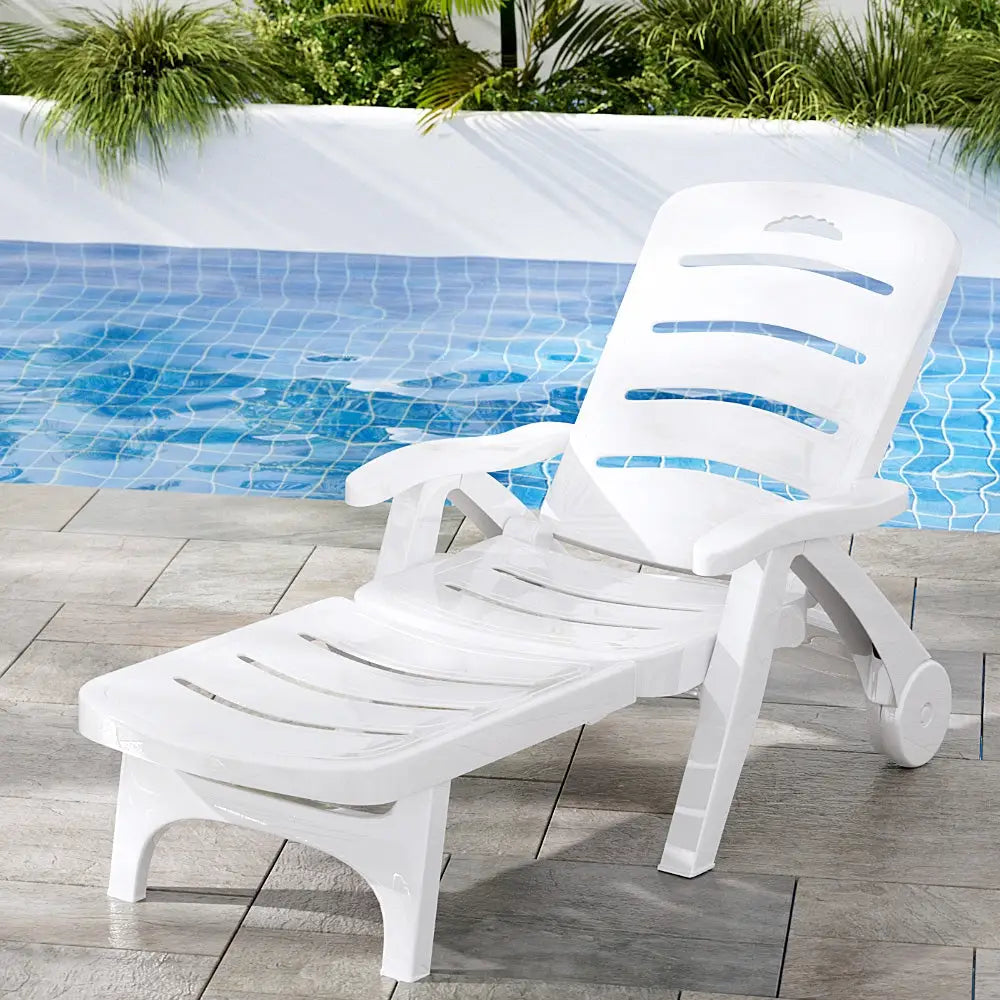 Gardeon Sun Lounger Folding Chaise Lounge Chair Wheels Patio Outdoor Furniture - Furniture > Outdoor
