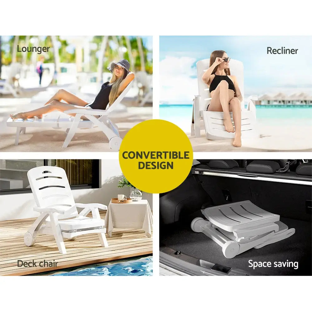 Gardeon Sun Lounger Folding Chaise Lounge Chair Wheels Patio Outdoor Furniture - Furniture > Outdoor