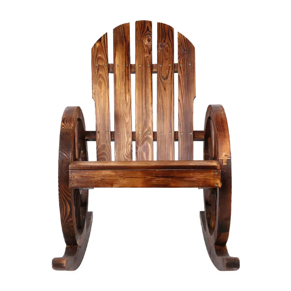 Gardeon Wagon Wheels Rocking Chair - Brown - Furniture > Outdoor > Outdoor Chairs