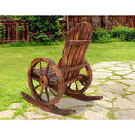 Gardeon Wagon Wheels Rocking Chair - Brown - Furniture > Outdoor > Outdoor Chairs
