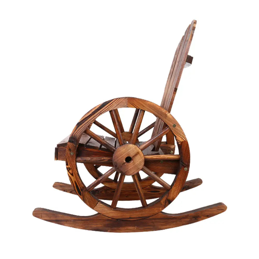Gardeon Wagon Wheels Rocking Chair - Brown - Furniture > Outdoor > Outdoor Chairs