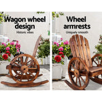 Gardeon Wagon Wheels Rocking Chair - Brown - Furniture > Outdoor > Outdoor Chairs