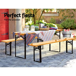 Gardeon Wooden Outdoor Foldable Bench Set - Natural - Furniture > Outdoor