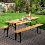 Gardeon Wooden Outdoor Foldable Bench Set - Natural - Furniture > Outdoor