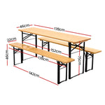 Gardeon Wooden Outdoor Foldable Bench Set - Natural - Furniture > Outdoor