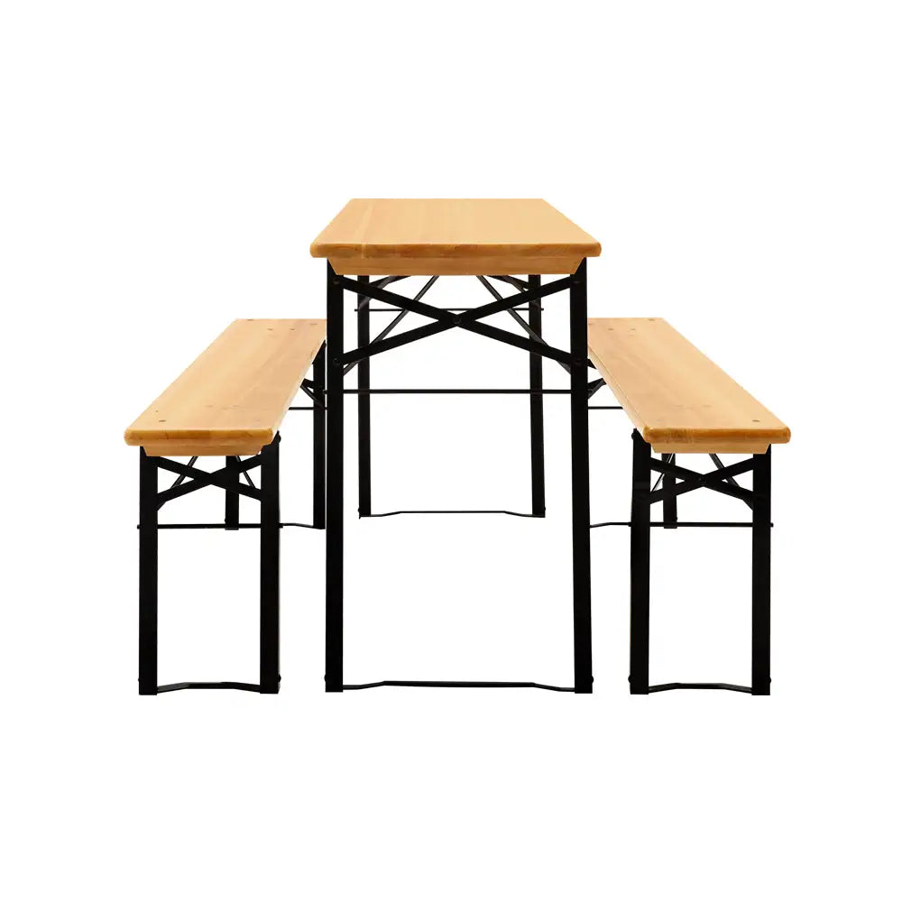 Gardeon Wooden Outdoor Foldable Bench Set - Natural - Furniture > Outdoor