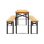Gardeon Wooden Outdoor Foldable Bench Set - Natural - Furniture > Outdoor