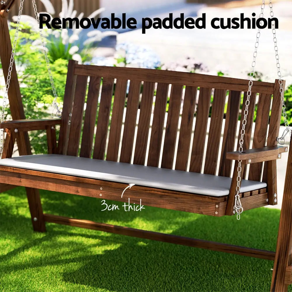Gardeon Wooden Swing Chair Garden Bench Canopy 3 Seater Outdoor Furniture - Furniture > Outdoor