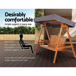 Gardeon Wooden Swing Chair Garden Bench Canopy 3 Seater Outdoor Furniture - Furniture > Outdoor