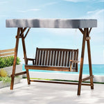 Gardeon Wooden Swing Chair Garden Bench Canopy 3 Seater Outdoor Furniture - Furniture > Outdoor
