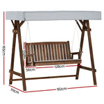 Gardeon Wooden Swing Chair Garden Bench Canopy 3 Seater Outdoor Furniture - Furniture > Outdoor