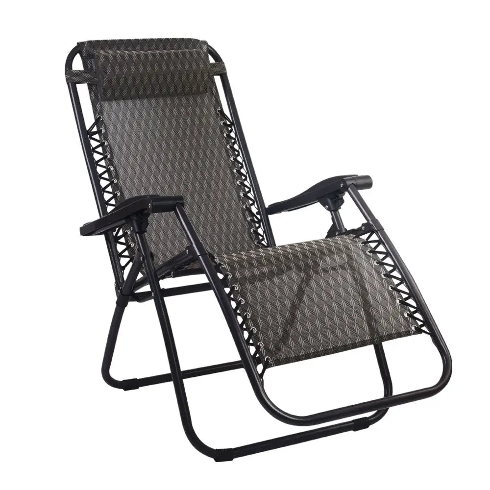Gardeon Zero Gravity Chair Folding Outdoor Recliner Adjustable Sun Lounge Camping Grey - Furniture > Outdoor