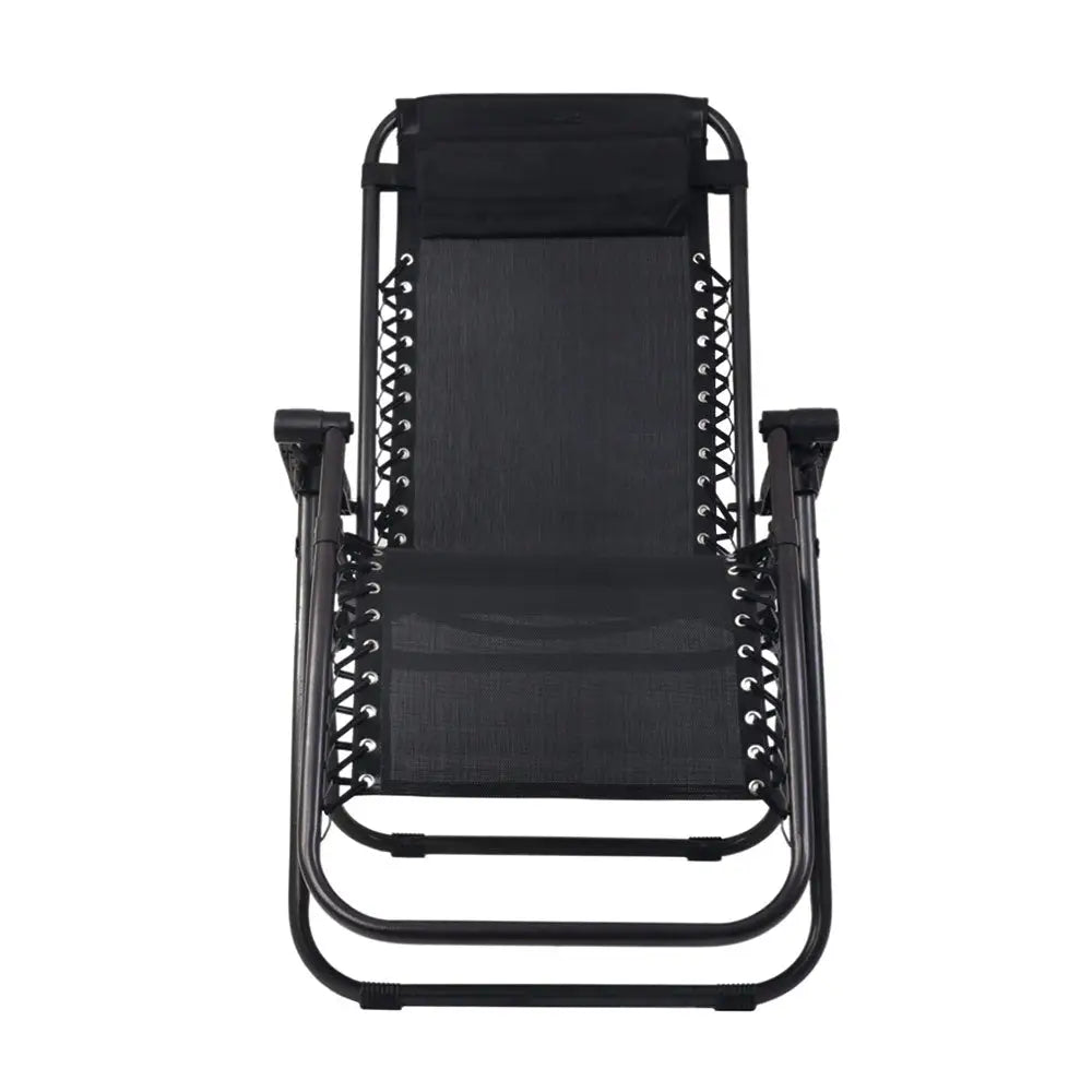 Gardeon Zero Gravity Chair Folding Outdoor Recliner Adjustable Sun Lounge Camping Black - Furniture > Outdoor