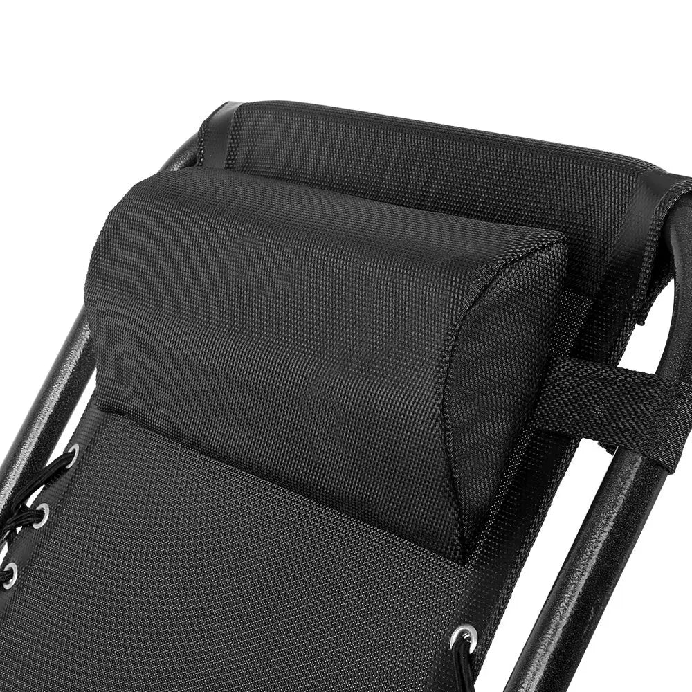 Gardeon Zero Gravity Chair Folding Outdoor Recliner Adjustable Sun Lounge Camping Black - Furniture > Outdoor