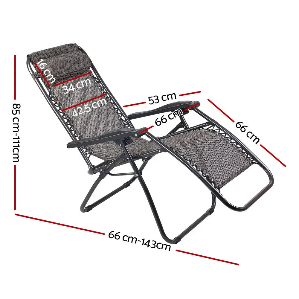 Gardeon Zero Gravity Chair Folding Outdoor Recliner Adjustable Sun Lounge Camping Beige - Furniture > Outdoor