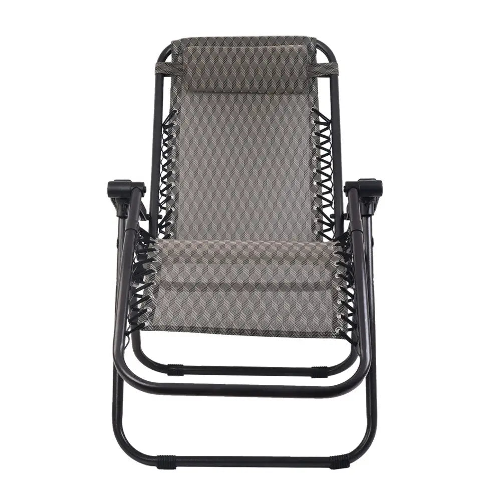 Gardeon Zero Gravity Chair Folding Outdoor Recliner Adjustable Sun Lounge Camping Grey - Furniture > Outdoor