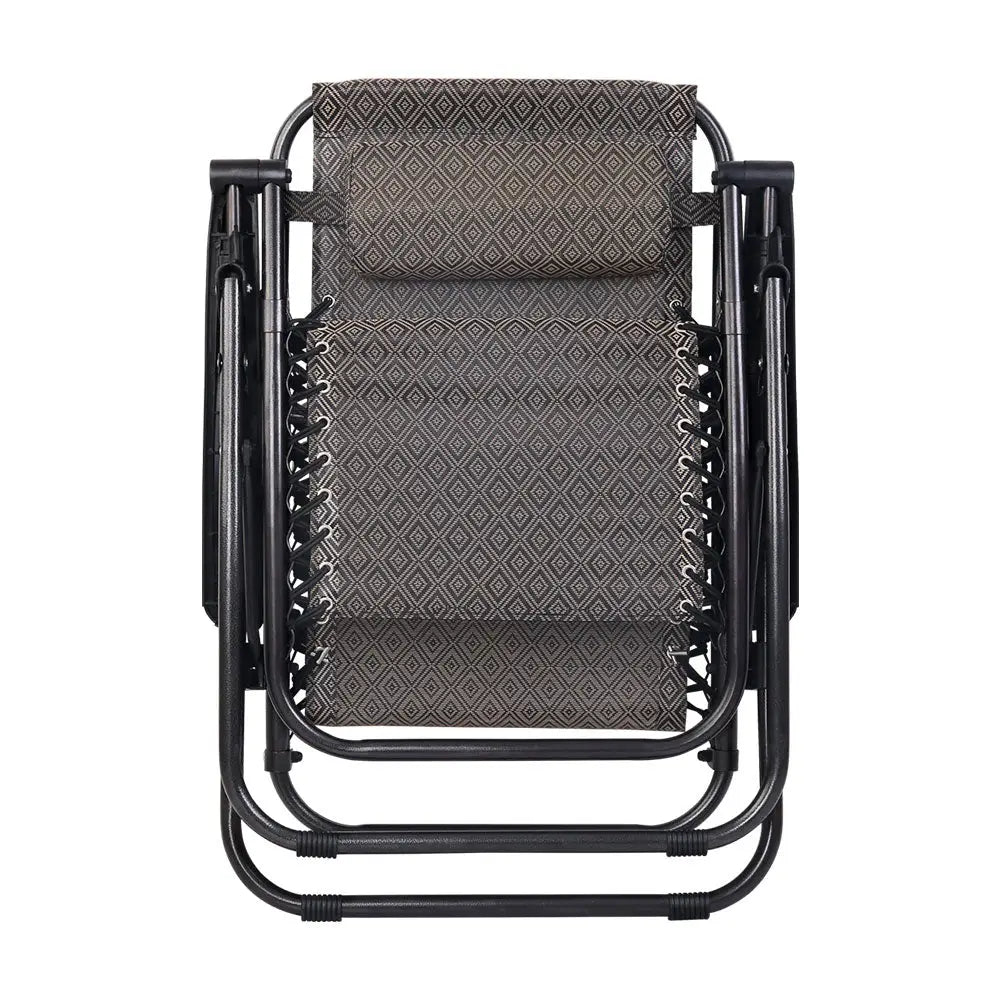 Gardeon Zero Gravity Chair Folding Outdoor Recliner Adjustable Sun Lounge Camping Beige - Furniture > Outdoor