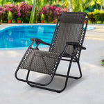 Gardeon Zero Gravity Chair Folding Outdoor Recliner Adjustable Sun Lounge Camping Grey - Furniture > Outdoor