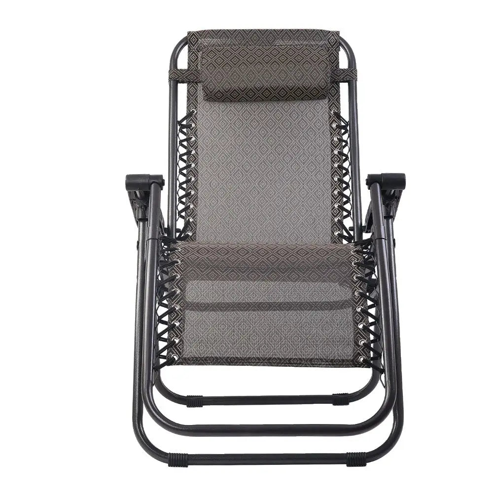 Gardeon Zero Gravity Chair Folding Outdoor Recliner Adjustable Sun Lounge Camping Beige - Furniture > Outdoor