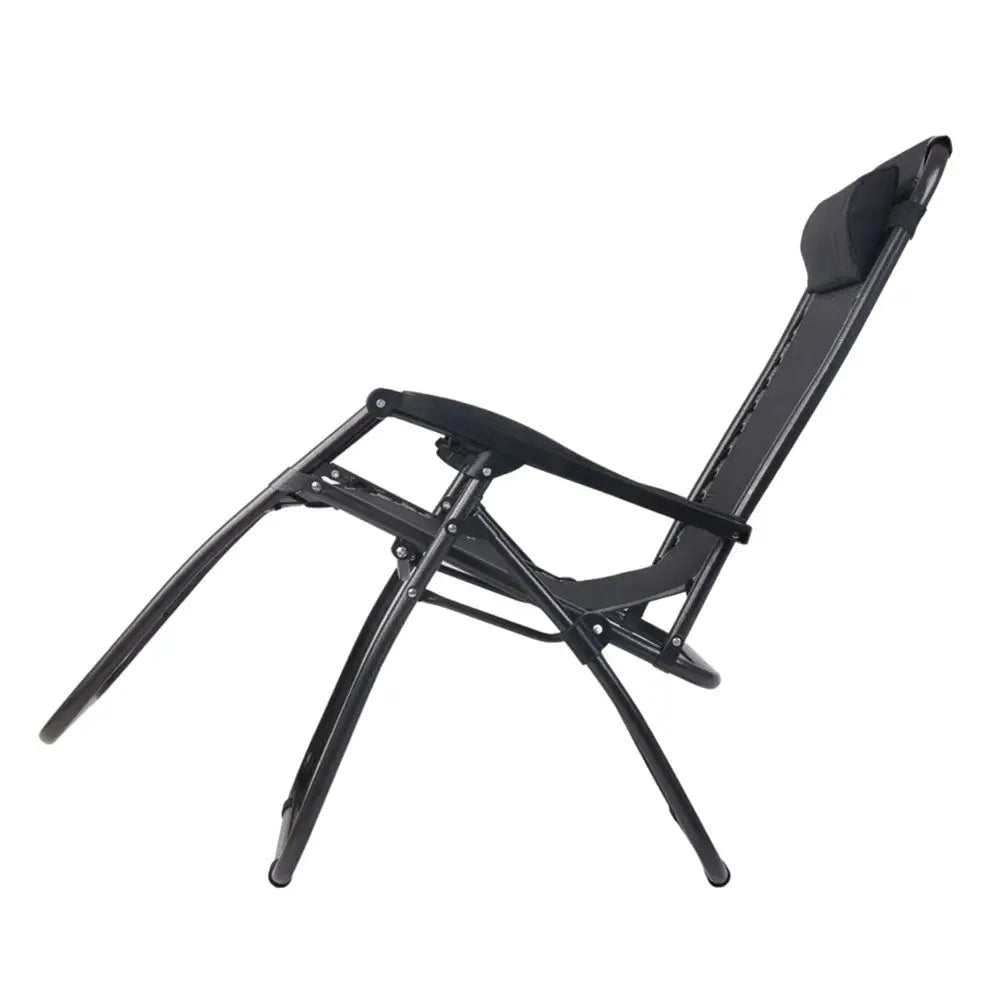 Gardeon Zero Gravity Chair Folding Outdoor Recliner Adjustable Sun Lounge Camping Black - Furniture > Outdoor