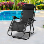 Gardeon Zero Gravity Chair Folding Outdoor Recliner Adjustable Sun Lounge Camping Black - Furniture > Outdoor