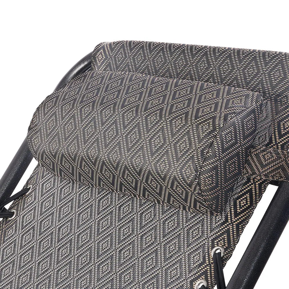 Gardeon Zero Gravity Chair Folding Outdoor Recliner Adjustable Sun Lounge Camping Beige - Furniture > Outdoor
